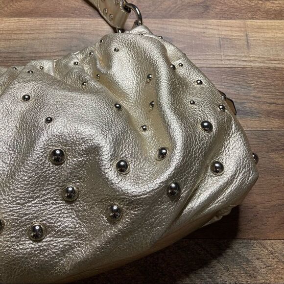 B. Makowsky Beaded Light Gold Tone Satchel EUC - Picture 2 of 11